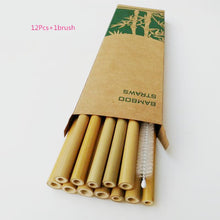 Load image into Gallery viewer, 12pcs  Bamboo Straws + cleaning brush