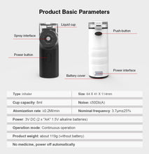 Load image into Gallery viewer, Portable Ultrasonic Nebulizer Handheld Machine