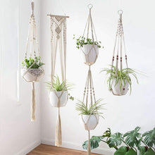 Load image into Gallery viewer, Premium Macrame Ceiling Hanging Planter Holder 4 Pack