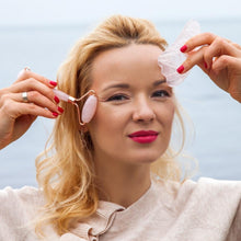 Load image into Gallery viewer, Premium Jade Facial Roller &amp; Gua Sha Exclusive Rose Quartz Set
