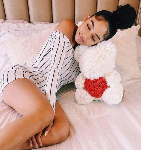HEART ROSE TEDDY BEAR - FOREVER LOVE ADDITION (35 CM)