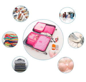 6 PC PORTABLE TRAVEL LUGGAGE PACKING CUBES