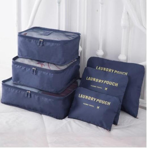 6 PC PORTABLE TRAVEL LUGGAGE PACKING CUBES