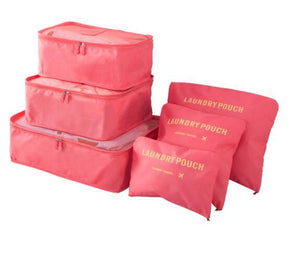 6 PC PORTABLE TRAVEL LUGGAGE PACKING CUBES