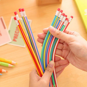 5 pcs/lot Colorful Magic Bendy Flexible Soft Pencil With Eraser Stationery Student Colored Pencils School Office Supplies