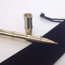 Load image into Gallery viewer, matte golden classic brass reverse bamboo gift Rollerball Pen
