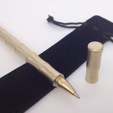 Load image into Gallery viewer, matte golden classic brass reverse bamboo gift Rollerball Pen
